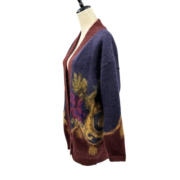 Vintage Linda Allard For Ellen Tracy Mohair Oversized Paisley Cardigan Sweater - Picture 4 of 14